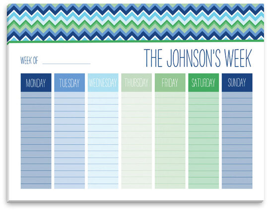 Blue Chevron Weekly Schedule Pad