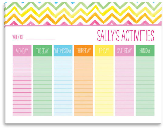 Chevron Watercolor Weekly Schedule Pad