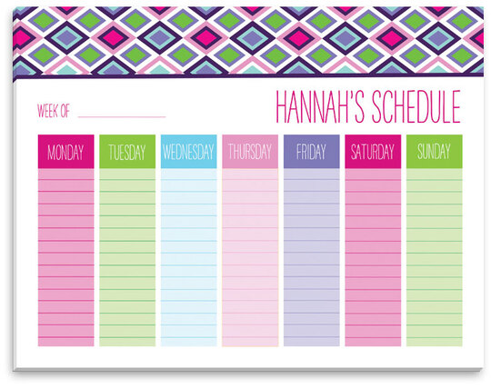 Diamonds Weekly Schedule Pad