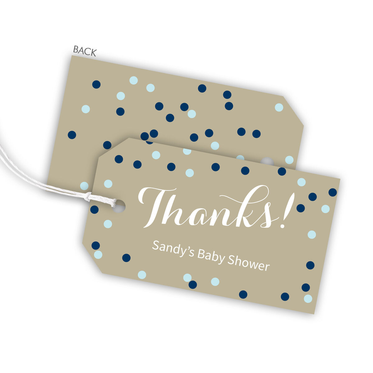 Confetti Horizontal Thank You Hanging Gift Tags with Organza Bags
