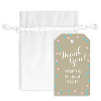 Confetti Vertical Thank You Hanging Gift Tags with Organza Bags