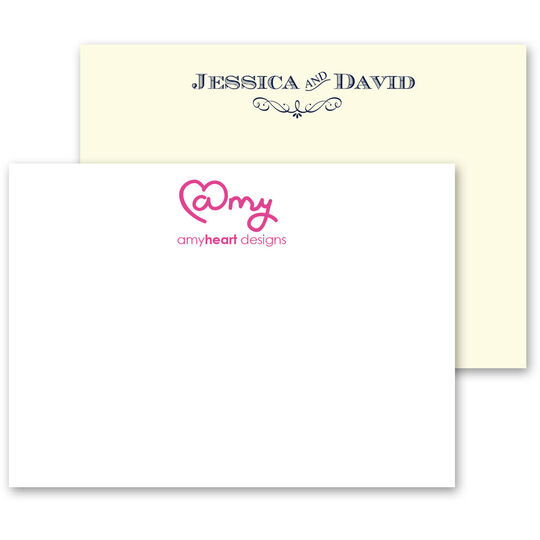 Triple Thick Custom Flat Note Cards with Your 1-Color Logo - Raised Ink