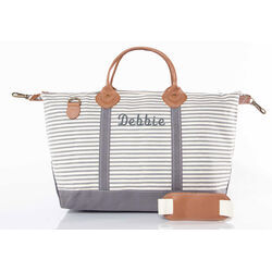 Personalized Grey Stripes Weekender