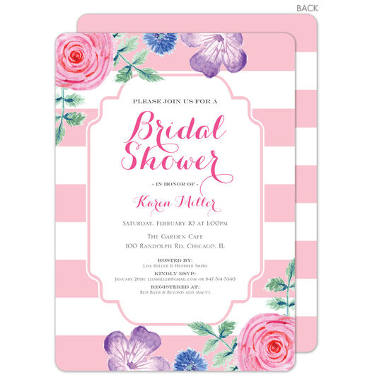 Light Pink Vintage Flower Bridal Shower Invitations