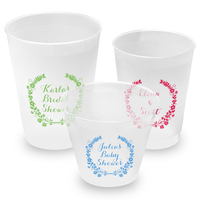 Personalized Shatterproof Cups with Floral Laurel Wreath