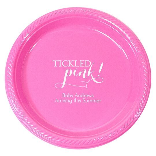 Personalized Tickled Pink Plastic Plates