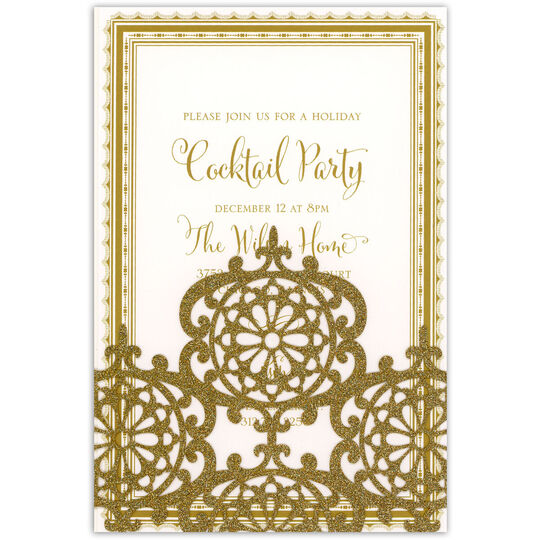 Gold Glittered Die-cut Pocket Invitations