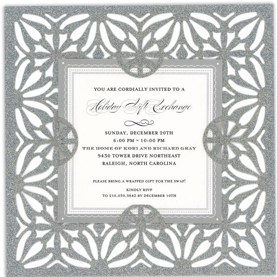Silver Glittered Die-cut Frame Invitations