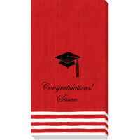 Red Stripe Border Graduation Caspari Guest Towels