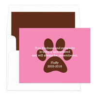 Pink Paw Print Pet Photo Sympathy Cards