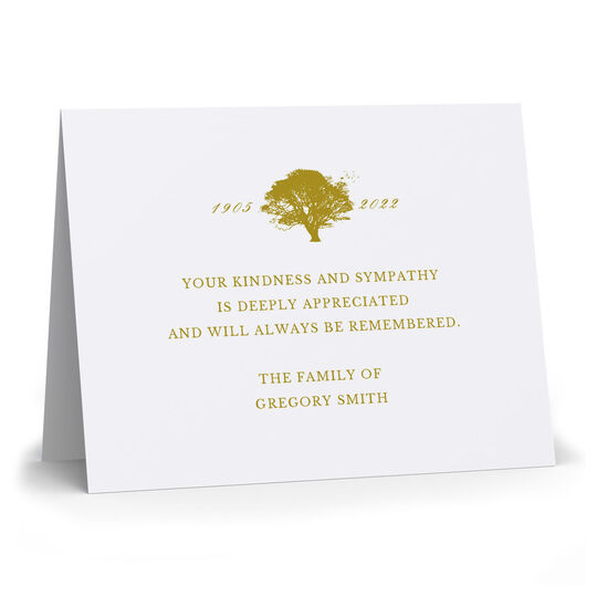 Oak Tree Folded Sympathy Cards - Raised Ink