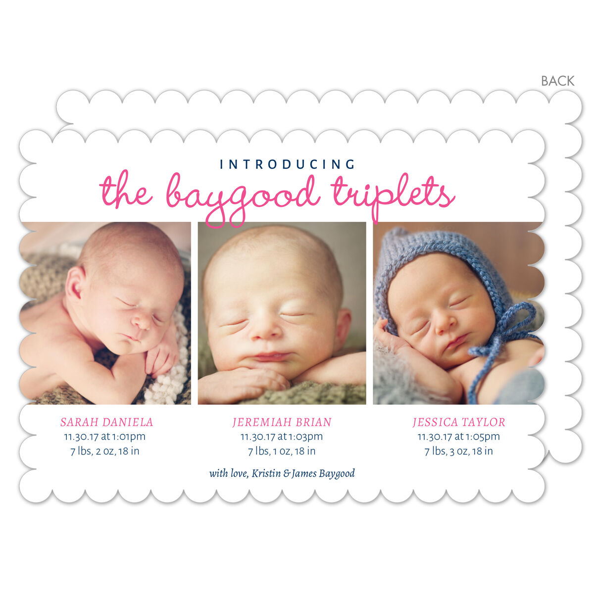 Introducing Triplets Photo Birth Announcements