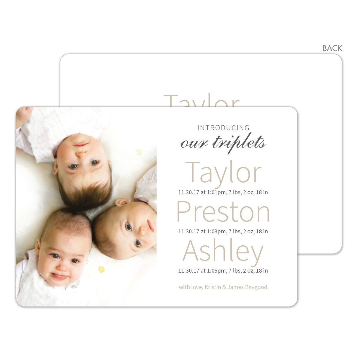 triplet birth announcement