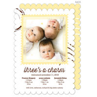 Yellow Charming Stamp Triplets Photo Birth Announcements