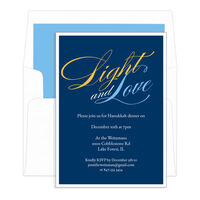 Blue Script Light and Love Invitations