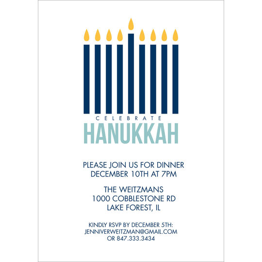 White Modern Menorah Invitations