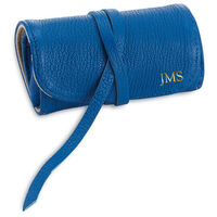 Blue Brights Leather Small Jewelry Roll