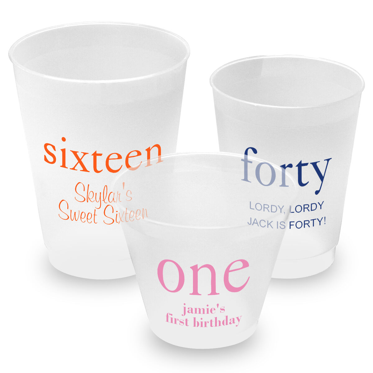 Personalized Frosted Cups with Big Number