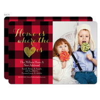 Red Plaid Holiday Photo Moving Announcements
