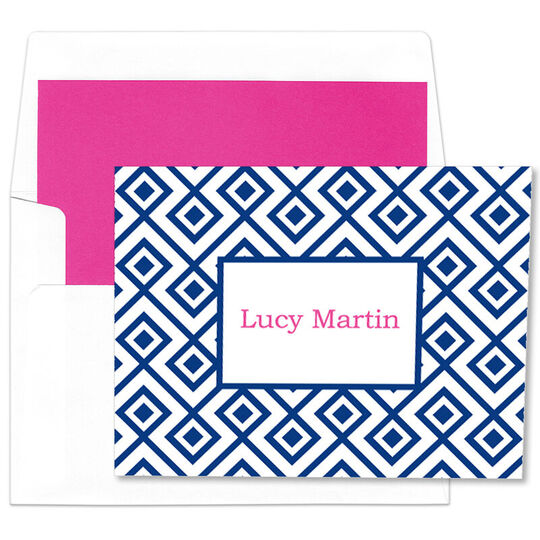 Navy Geometric Folded Note Cards