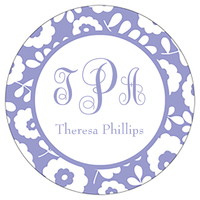 Purple Floral Round Gift Stickers