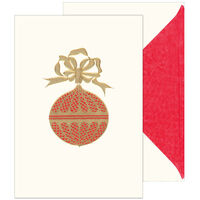 Red and Gold Ornament Holiday Cards with Inside Imprint
