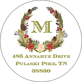 Botanical Wreath Round Address Labels