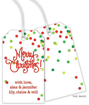 Merry Christmas Confetti Large Hanging Gift Tags