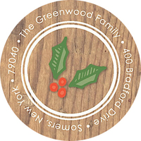Holiday Wood Round Address Labels