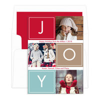 Multi Color Joy Blocks Holiday Photo Cards