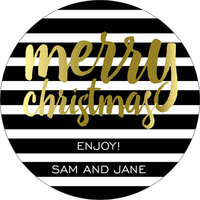 Black and Gold Christmas Stripes Gift Stickers