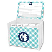 Turquoise Gingham Recipe Box and Recipe Cards
