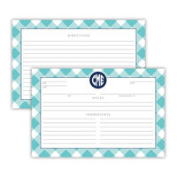 Turquoise Gingham Recipe Cards