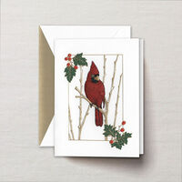Engraved Snowy Cardinal Holiday Greeting Card