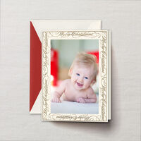 Engraved Merry Christmas Side Fold Holiday Digital Photo Card