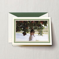 Engraved Clover and Gold Top Fold Holiday Photo Mount Card