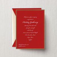 Radiant Gold Border Engraved Holiday Party Invitation