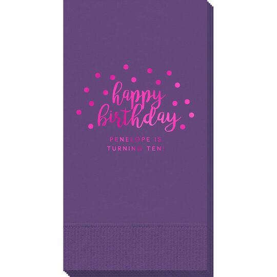 Confetti Dots Happy Birthday Guest Towels