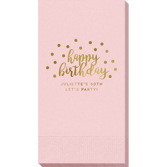 Confetti Dots Happy Birthday Guest Towels