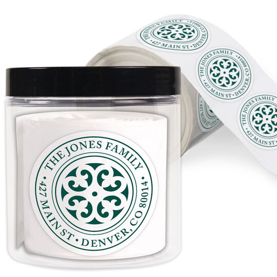 Circle Scroll Round Address Labels in a Jar