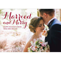 Red Married and Merry Holiday Photo Cards