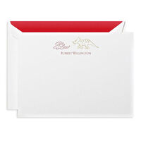 Pearl White Large Correspondence Card with Dinosaur Motifs
