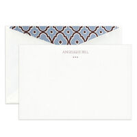Engraved Pearl White Correspondence Card with Motif