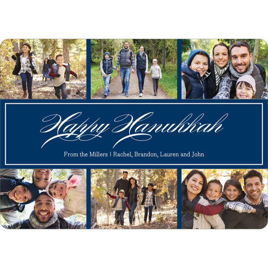 Navy Happy Hanukkah Photo Cards
