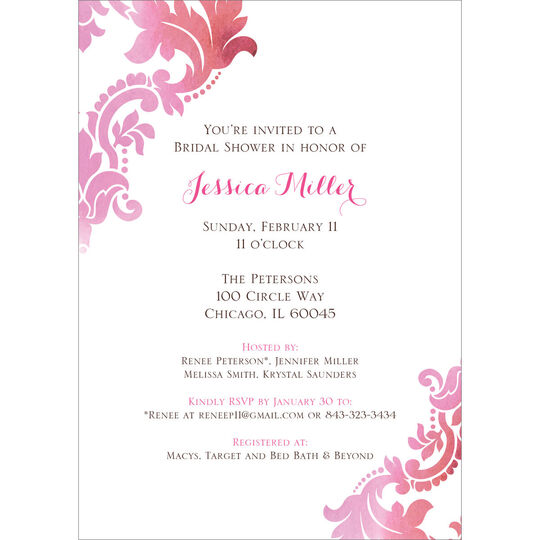 Watercolor Damask Invitations