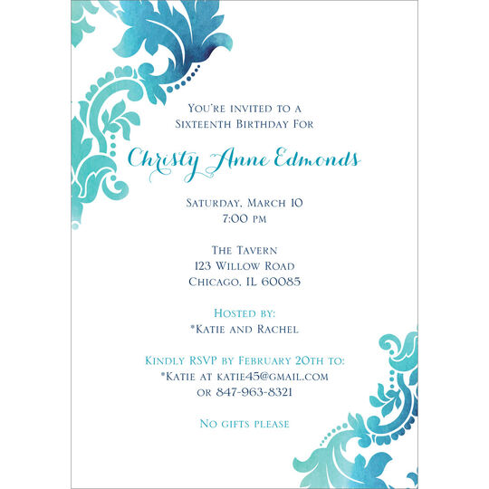 Watercolor Damask Invitations