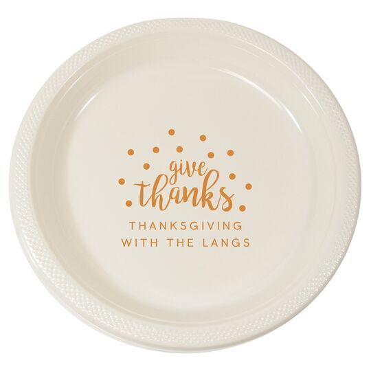 Confetti Dots Give Thanks Plastic Plates