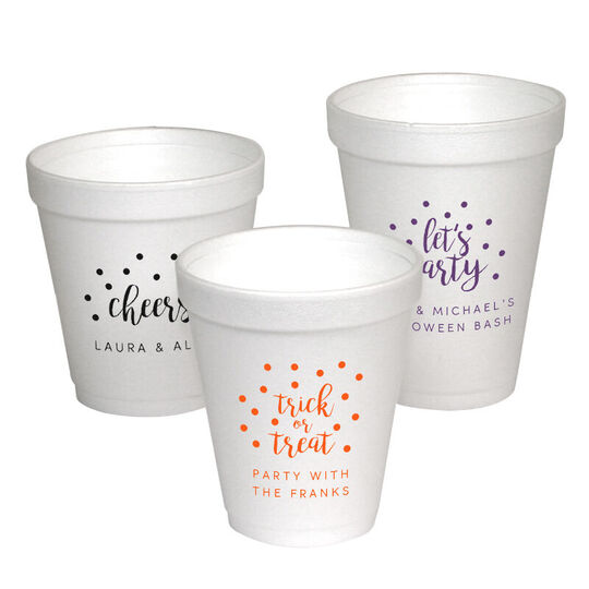 Personalized Confetti Dot Styrofoam Cups