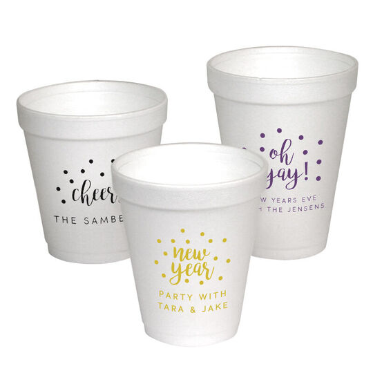 Personalized Confetti Dot Styrofoam Cups