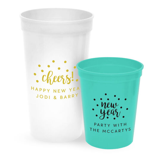 Personalized Confetti Dot Stadium Cups